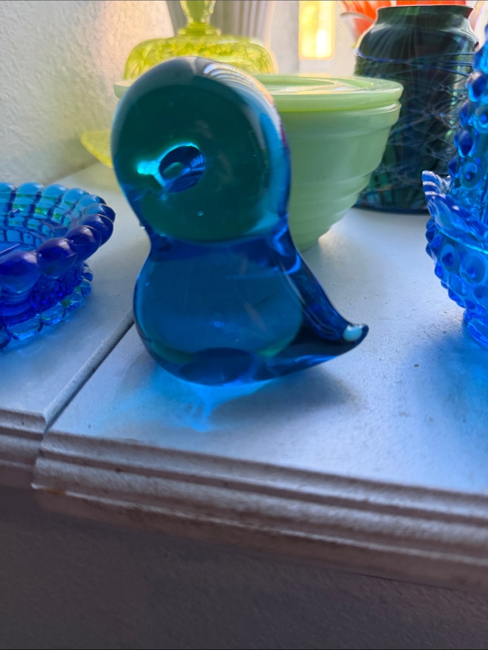 Blue Glass Bird Figurine - Elegant Home Art Accent